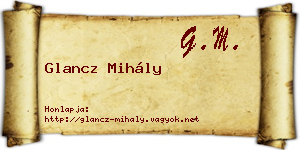 Glancz Mihály névjegykártya